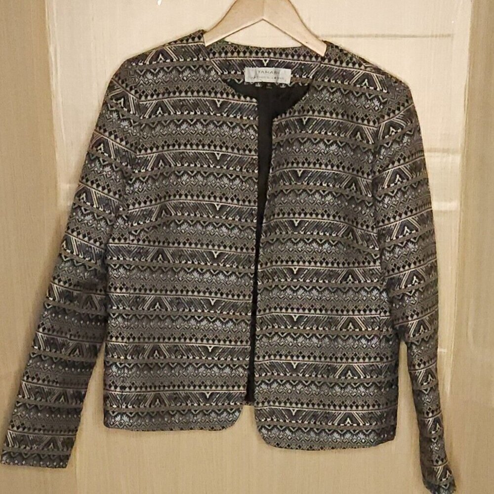Tahari Arthur S. Levine Black Tapestry Open Blazer 10